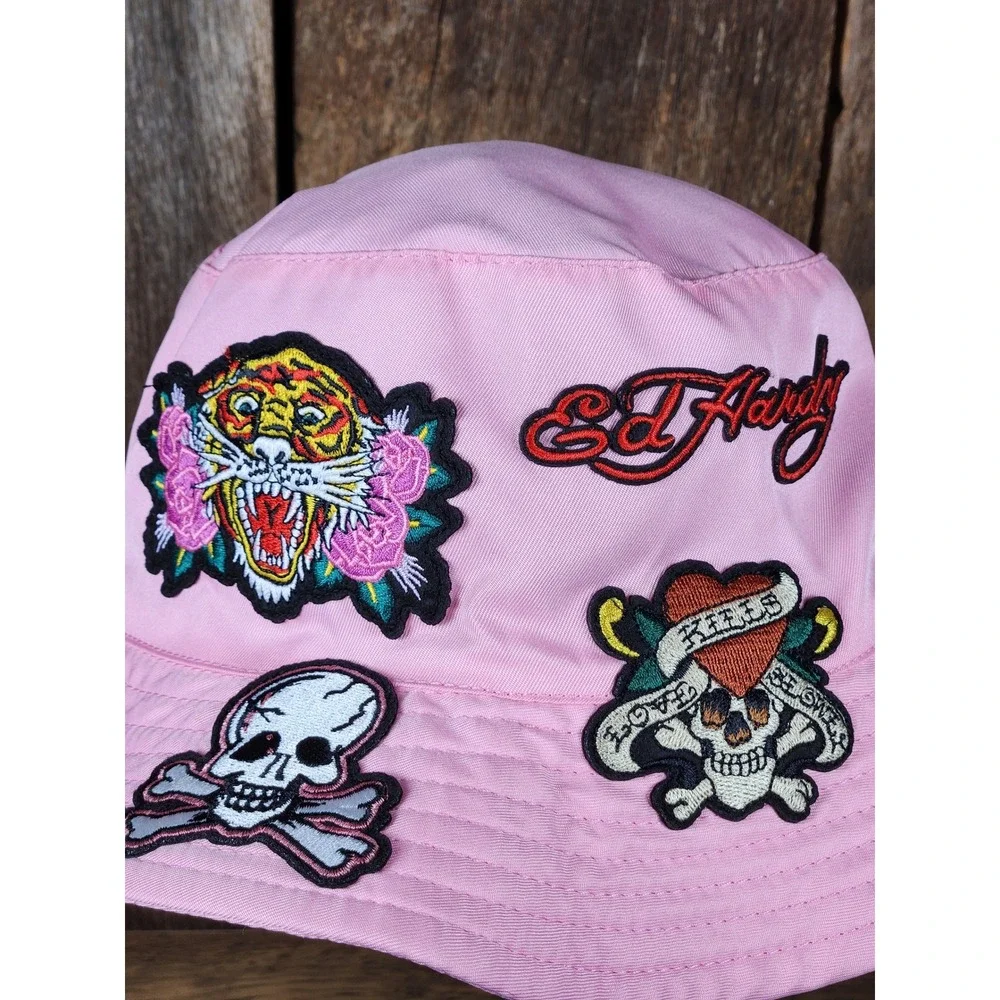 Ed Hardy Bucket Hat Pink Love Kills Slowly Y2K